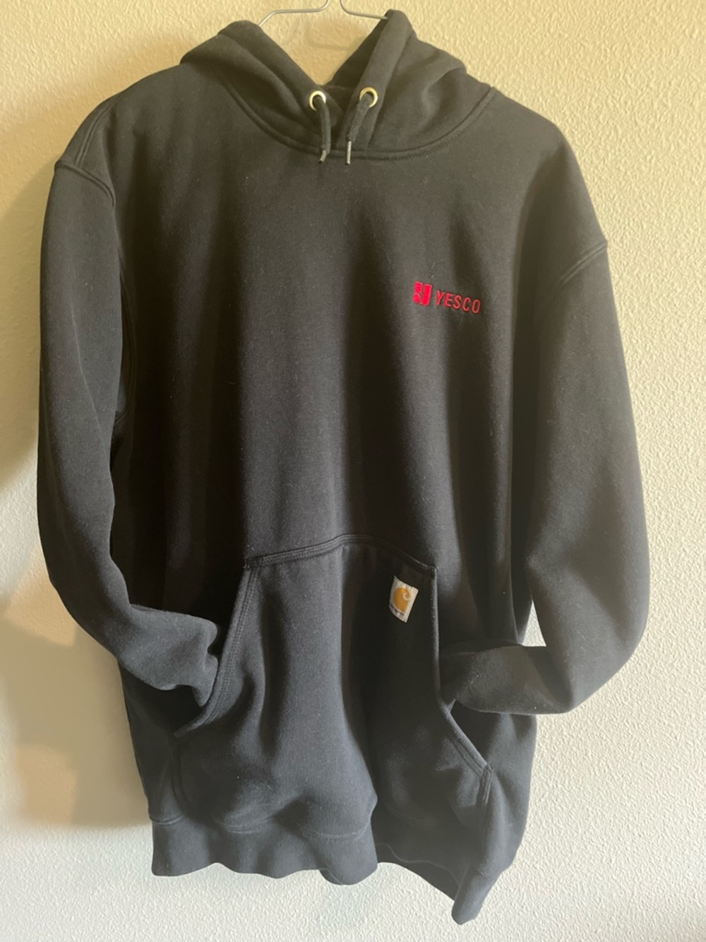 Carhartt Black Pullover Hoodie with Small Red Logo